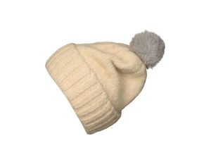 4060109418003 - maximo - Wintermütze CHIC mit Kunstfellbommel in beige Gr51