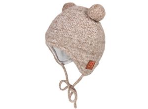 4060109597418 - maximo - Binde-Strickmütze BABY BOMMEL in braun meliert Gr37