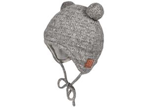 4060109689243 - maximo - Winter-Mütze BABY COSY zum Binden in grau meliert Gr39