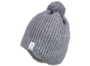 4060109694070 - maximo - Beanie WINTER POMPON in mittelgrau meliert Gr49