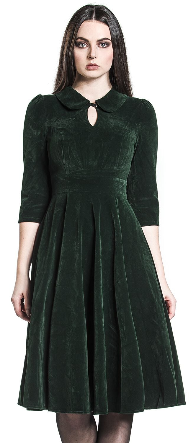 4060587071073 - Glamorous Velvet Tea Dress Mittellanges Kleid dunkelgrün in XS