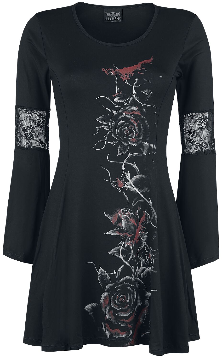 4060587204112 - Bleeding Rose Mittellanges Kleid schwarz in XL