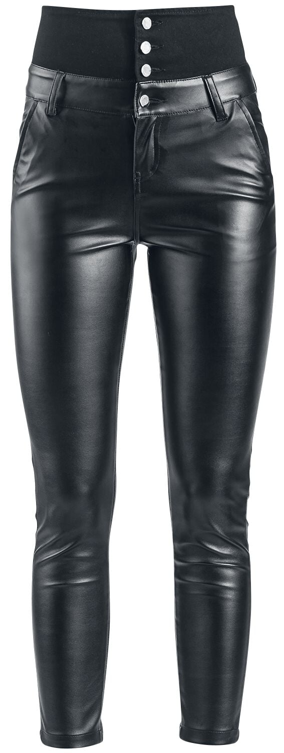 4060587622244 - High Waist Leather Immitation Trousers Kunstlederhose schwarz in W30L32