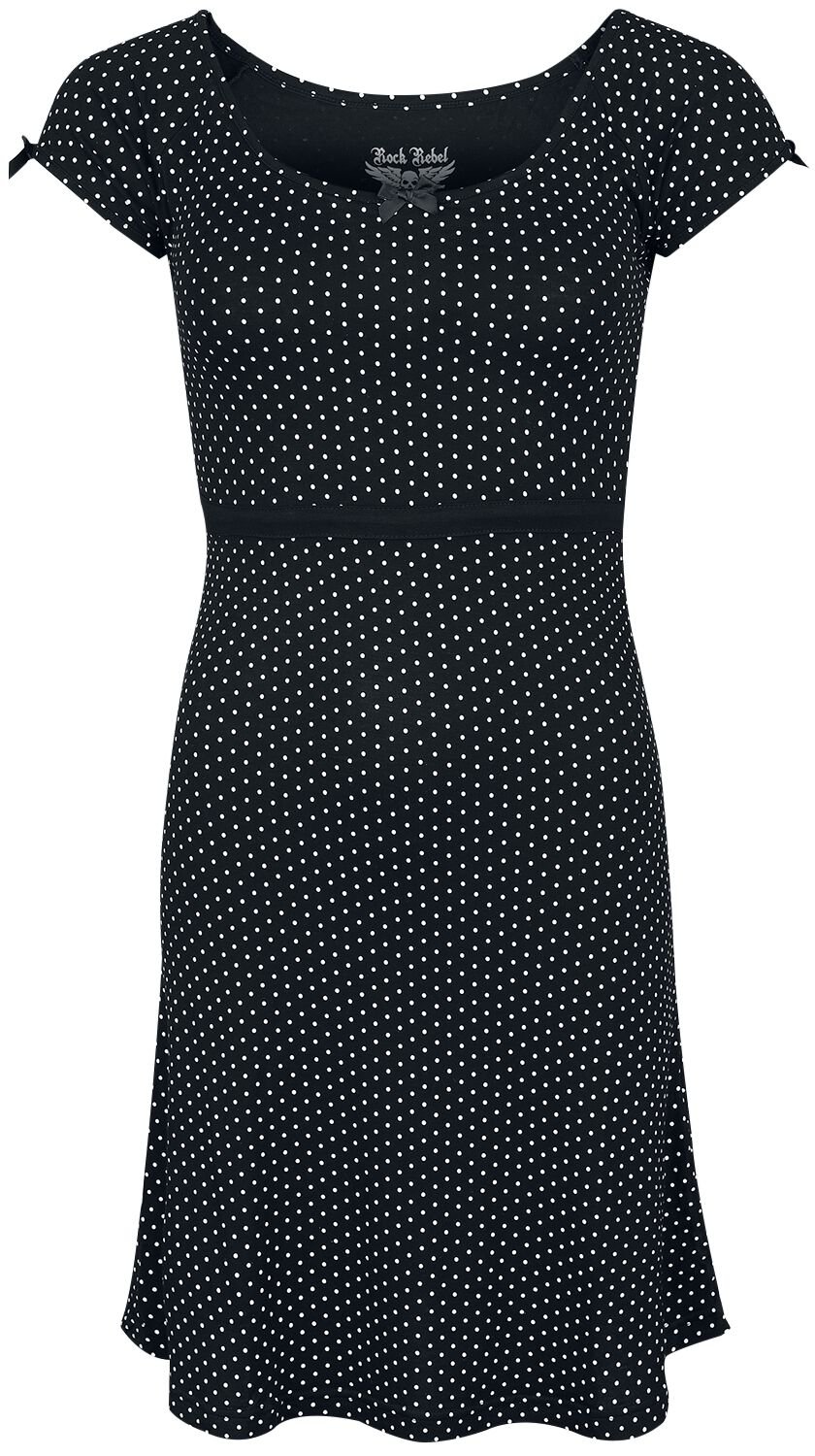 4060587744496 - Rockabilly-Kleid mit Punkten Rock Rebel Kurzes Kleid schwarz in L 4060587744496 - Rockabilly-Kleid mit Punkten Rock Rebel Kurzes Kleid schwarz in L