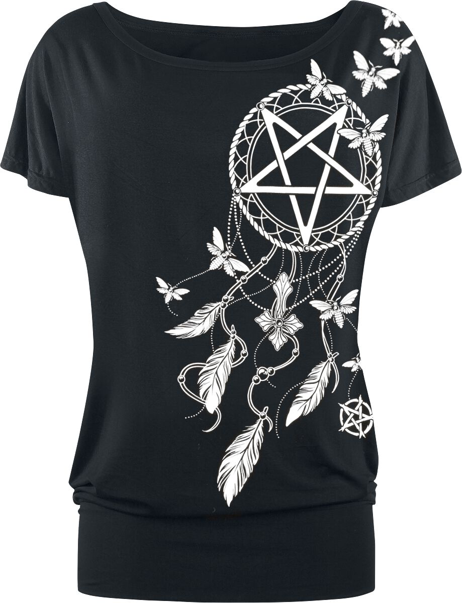 4060587817732 - T-Shirt Pentagramm und Traumfänger T-Shirt schwarz in S