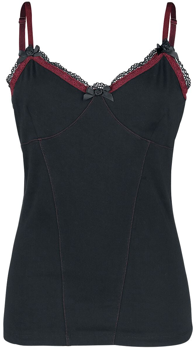 4060587817961 - Top mit Spitze Top schwarz bordeaux in L