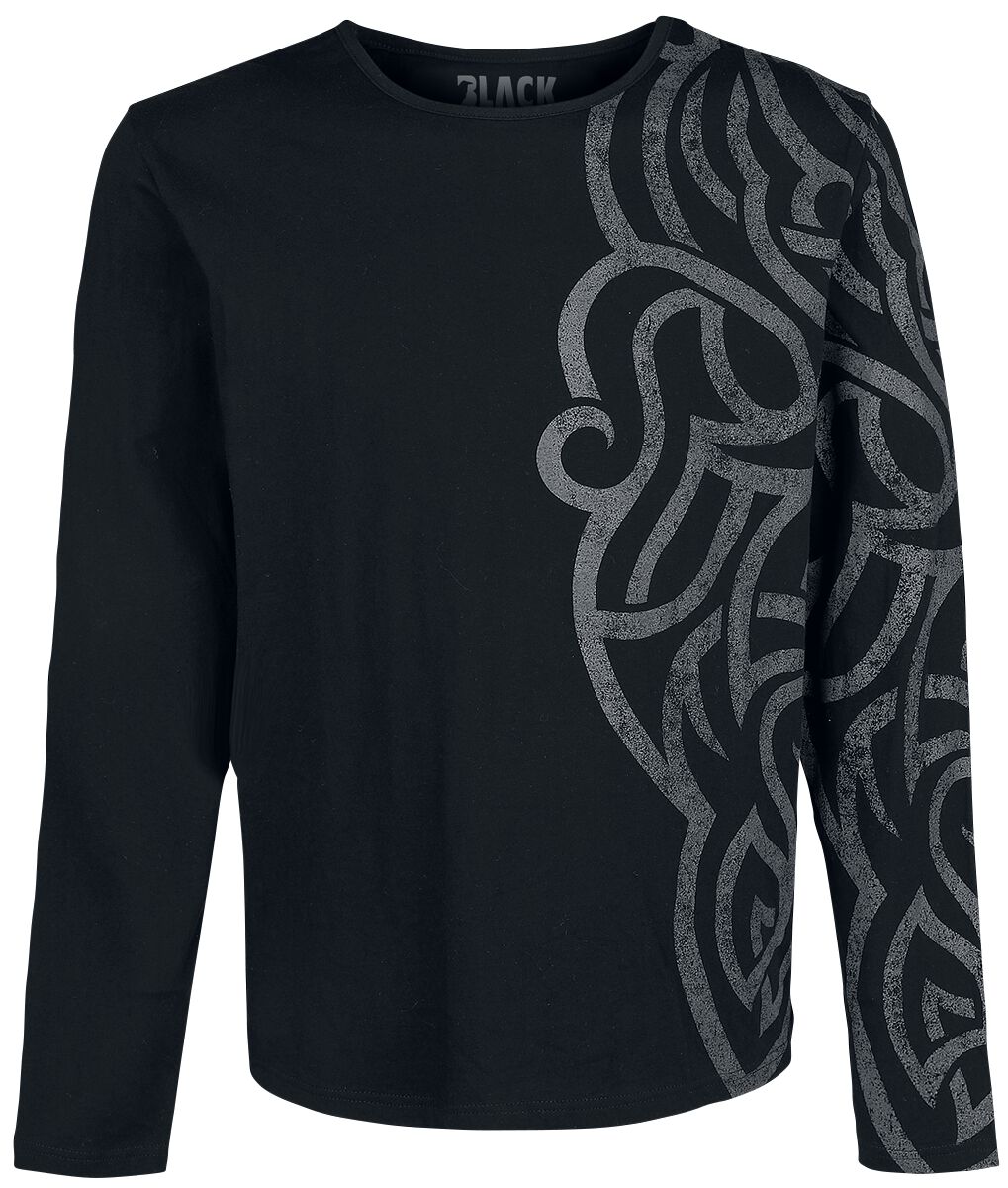 4060587818302 - Langarmshirt mit großem Ornament Langarmshirt schwarz in 3XL