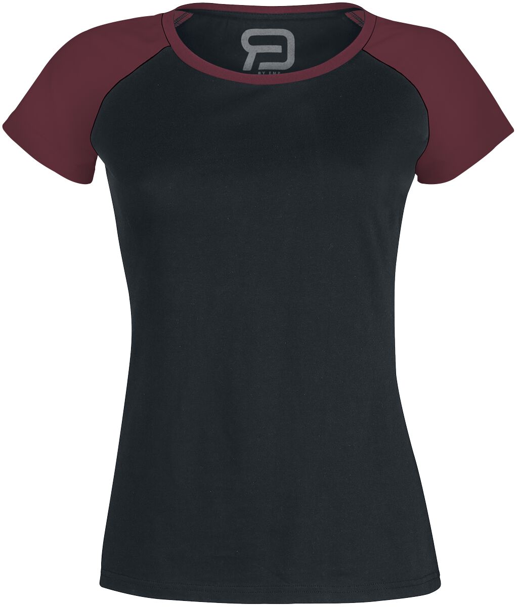 4060587840297 - Short Raglan Road T-Shirt schwarz bordeaux in XL