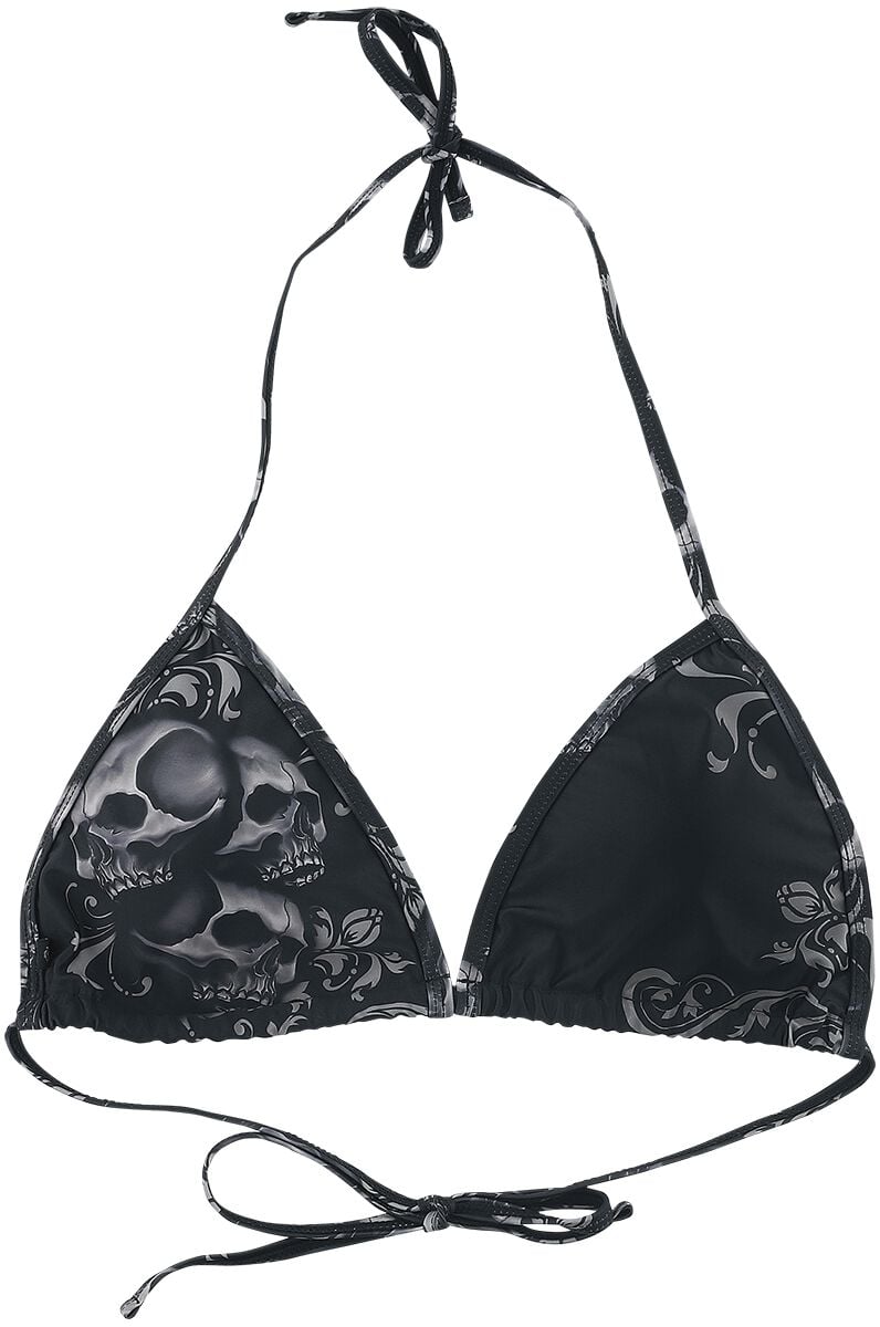 4060587957735 - Schwarzes Triangel-Bikinioberteil mit Skull-Print Bikini-Oberteil schwarz in M