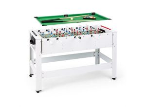 4060656224386 - Spin 2-in-1 Spieletisch Billard Kicker 180° drehbar Spielzubehör - Weiß - Klarfit