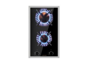 4060656458286 - Goldflame Domino Prime Gaskochfeld 2-flammig Messing-Brenner Glaskeramik Schwarz