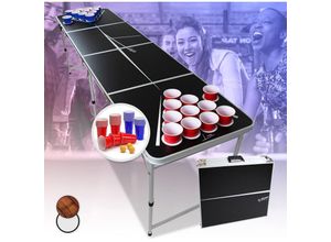 4060656463853 - Backspin Beer Pong Tisch Set Lines Tragegriffe Ballhalter 6 Bälle - Schwarz - Beercup