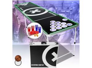 4060656464003 - Beercup - Baseliner Beer Pong Tisch Set Audio mit led Tragegriffe Ballhalter 6 Bälle - Schwarz