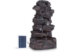 4060656509834 - Stonehenge Solarbrunnen inkl Solarpanel Lithium-Ionen-Akku (ca 5h Laufzeit) LED-Beleuchtung Polyresin frostbeständig für drinnen und draußen