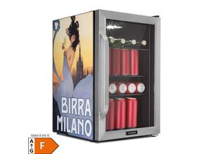 4060656511462 - Beersafe 70 Birra Milano Edition Kühlschrank 70 Liter 3 Böden Panoramaglastür Edelstahl Silber