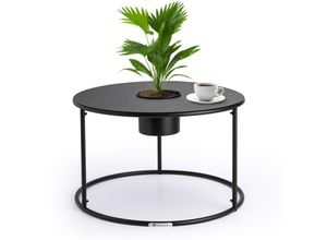 4060656514487 - Beistelltisch Schwarz mit Blumentopf Kleiner Metall-Beistelltisch Rund Mini Beistelltisch fürs Wohnzimmer Moderner Sofatisch Beistelltisch Klein