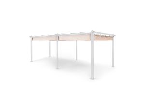 4060656519802 - Pantheon Pergola Aluminiumkantrohr 3x6m 4 Eckpfosten wasserabweisend Beige 3 x 6 m Weiß