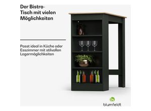 4060656524462 - Klarstein Bartisch Stehtisch für Küche 110cm Massivholz Tisch Bistro & Bar Stehtisch Rechteckig Kleiner Holz-Bartisch Hochtisch mit 3