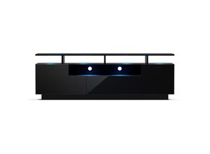 4060656524684 - Klarstein tv Board Wohnzimmer Möbel für tv 150 cm Fernsehschrank mit Color-LEDs Großes TV-Lowboard Niedrige TV-Schränke mit Stauraum Schrank für