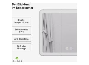 4060656526640 - LED-Badezimmerspiegel 50x70 cm dimmbar Lichtfarbe einstellbar 3000-6000 k - Spiegelschrank Bad mit Beleuchtung - Wandspiegel mit Licht fur modernen