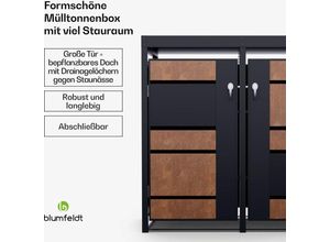 4060656527616 - Blumfeldt Elegante Design-Mulltonnenbox 3er passend fur 60 120 240 L Mulltonnen mit Öffnung oben & vorne Sicherheits-Schloss Schlussel