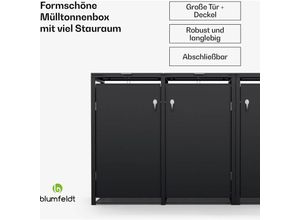 4060656527654 - Elegante 3er-Mulltonnenbox passend fur 60 120 240 L Behalter - leicht bedienbare Offnung von oben & vorne schönere Mulltonne