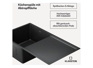 4060656529559 - - Edelstahlspüle 79x44 cm inklusive Überlauf & Sieb - hochwertiges Waschbecken für die Küche mit Wasserhahn - robust langlebig &