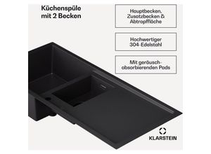 4060656529597 - - Waschbecken für die Küche 100x45 cm aus robustem Edelstahl inklusive Überlauf & Sieb - perfekte Ergänzung für deinen Wasserhahn