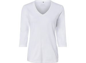 4060871146364 - olsen Basic-Shirt reine Baumwolle verzierter V-Ausschnitt für Damen weiß 44