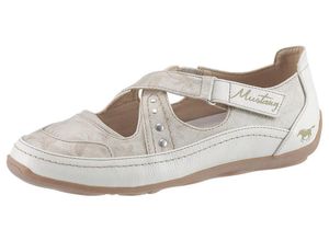 4060891317591 - Große Größen Mustang Shoes Riemchenballerina grau-beigefarben Gr37