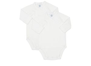 4060972190303 - - Langarm-Wickelbody BASIC BABY 2-teilig in weiß Gr62