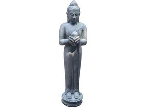 4060976022075 - Krines Home Dekofigur Große Buddha-Figur Steinbuddha 150 cm mit Lotus-Gefäß Stei