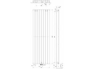 4060991037887 - - Badheizkörper Aachen mit Mittelanschluss von Anschluss unten mittig Alpinweiß 626 x 200 cm 1366 Watt Leistung - Alpinweiß