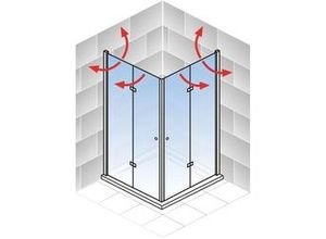 4060991076138 - Eckeinstieg mit Drehfalttür 100 x 100 x 200 cm Garant 20 Chromoptik