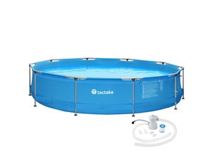 4061173012388 - tectake® Swimming Pool rund mit Stahlrahmen und Filterpumpe Ø 360 x 76 cm - blau