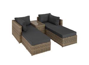 4061173031846 - tectake® Rattan Lounge mit Aluminiumgestell wetterfest und UV-beständig mit Sicherheitsglasplatte