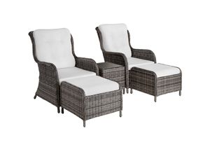 4061173062123 - tectake® Rattan Sitzgruppe für 2 bis 4 Personen Dicke der Sitzpolster 85 cm mit Sicherheitsglasplatte mit Sicherheitsglasplatte