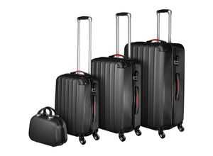 4061173069504 - tectake® Hartschalenkoffer-Set 4-teilig 3 Trolleys und Beauty-Case aus robustem ABS-Kunststoff abteilbarer Innenraum mit Sicherheits-Zahlenschloss