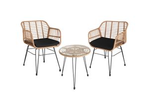 4061173115041 - tectake® Rattan Sitzgruppe für 2 Personen UV-beständig filigranes Design