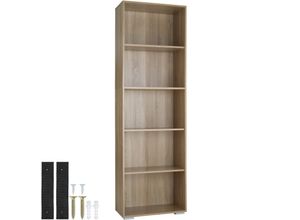 4061173115539 - tectake® Bücherregal MDF bodenschonende Kunststofffüße 60 x 30 x 190 cm