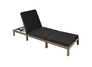 4061173116321 - tectake® Rattan Sonnenliege widerstandsfähig 6-fach verstellbare Rückenlehne 196 x 66 x 27 cm