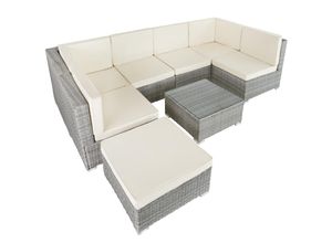 4061173116451 - tectake® Rattan Lounge für 6 bis 7 Personen UV-beständig mit Sicherheitsglasplatte