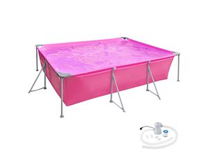 4061173125026 - Tectake - Swimming Pool rechteckig mit Filterpumpe 300 x 207 x 70 cm - Planschbecken Gartenpool Aufstellpool - pink - pink