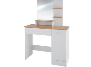 4061173125316 - tectake® Schminktisch im modernen Look 3 offene Ablagen unterteilte Schublade 90 x 40 x 1375 cm