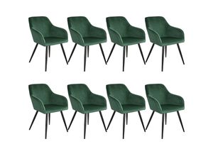 4061173158093 - tectake® 8er Set Esszimmerstuhl gepolstert in Samtoptik schwarze Stahlbeine 58 x 62 x 82 cm