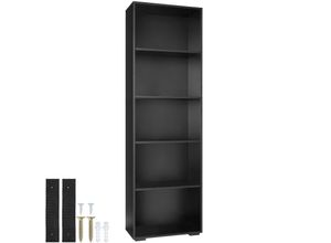 4061173204462 - tectake® Bücherregal MDF bodenschonende Kunststofffüße 60 x 30 x 190 cm