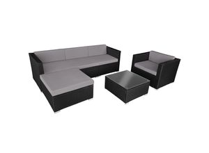 4061173206312 - tectake® Rattan Lounge für 4 bis 5 Personen UV-beständig mit Sicherheitsglasplatte