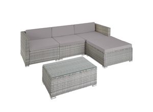 4061173206336 - tectake® Rattan Lounge für 3 bis 4 Personen UV-beständig mit Sicherheitsglasplatte