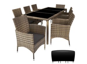 4061173206367 - tectake® Rattan Sitzgruppe für 8 Personen UV-beständig inklusive Schutzhülle