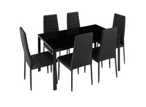 4061173207029 - tectake® Esszimmergruppe 7-teilig gepolstert mit Kunstlederbezug bodenschonende Kunststoffkappen 4061173207029 - tectake® Esszimmergruppe 7-teilig gepolstert mit Kunstlederbezug bodenschonende Kunststoffkappen